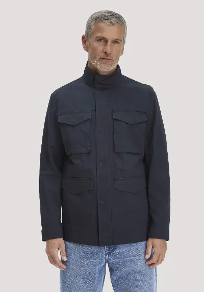 hessnatur hessnatur Herren Field Jacket Regular aus Bio-Baumwolle - blau