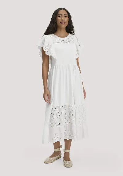 hessnatur hessnatur Damen Boho Jersey Kleid Midi Relaxed aus Bio-Baumwolle - weiß