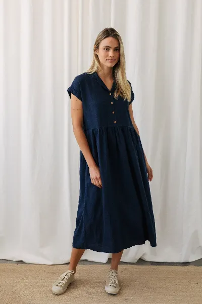 TWOTHIRDS TWOTHIRDS Damen vegan Kleid Wiese Blaue Nacht