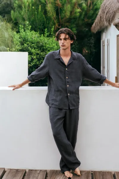 AmourLinen AmourLinen Herren vegan Set Loungewear Oliver Charcoal