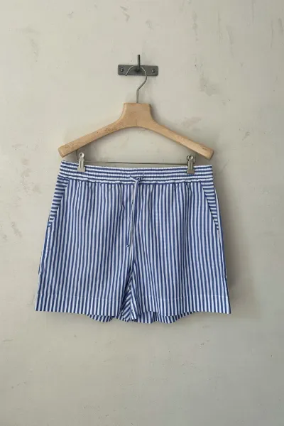 WOTE WOTE Damen vegan Shorts Gestreift Blau-WeiÃŸ