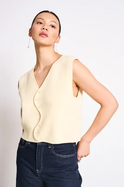 JAN N JUNE JAN 'N JUNE Damen vegan Strickweste Wavy Coryl