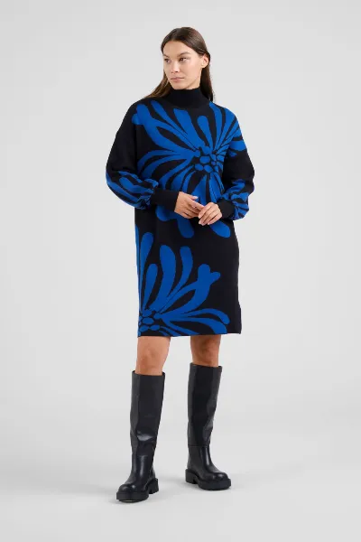 dedicated Kleid Nikkala Big Flower Schwarz