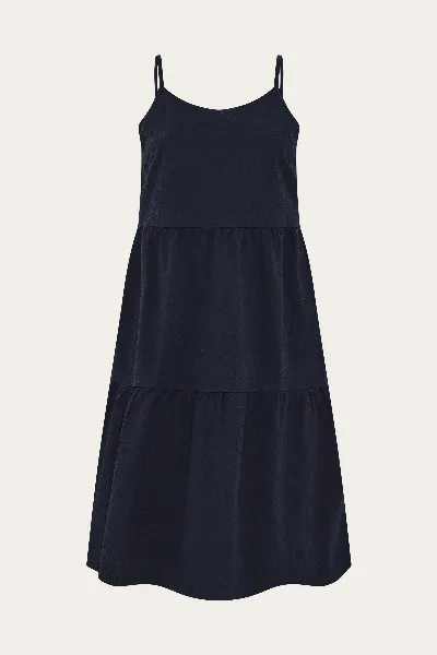 KnowledgeCotton Apparel KnowledgeCotton Apparel Damen vegan Trägerkleid Seersucker Night Sky Navy