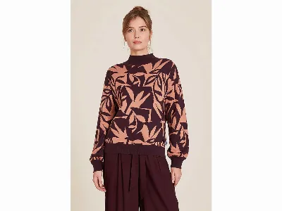tranquillo tranquillo Bio-Damen-Pullover mit dezentem Rollkragen, plum,