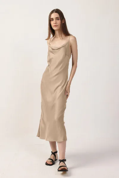 Neu Nomads Neu Nomads Damen vegan Kleid Midi Rundhalsausschnitt Goldie