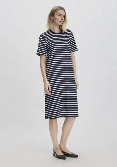 hessnatur hessnatur Streifen Heavy Jersey Slub Kleid Knielang Relaxed aus reiner Bio-Baumwolle