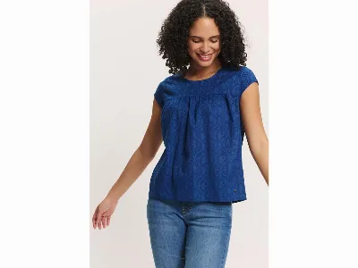 tranquillo tranquillo Bio-Damen-T-Shirt Lunaa mit Knopfleiste am Rücken, navy,