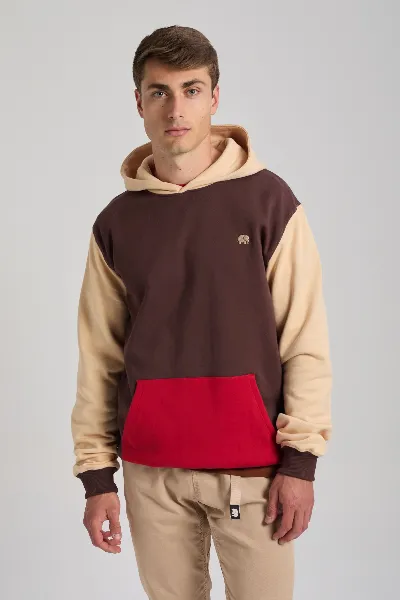 Trendsplant Trendsplant Herren vegan Hoodie Color Block Solemnity Brown