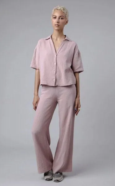 Brava Fabrics Brava Fabrics Bubble Cropped Bluse Pink