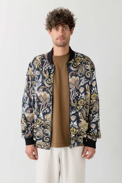 Yahmo Yahmo Herren vegan Jacke Bomber Reversible Laslo Bird/Navy