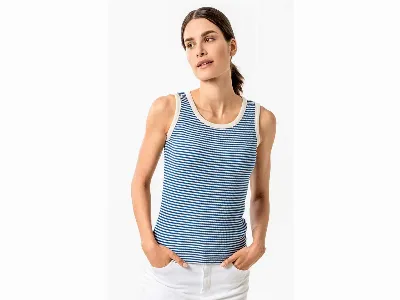 Living Crafts Living Crafts Bio-Damen-Tanktop APOLLONIA aus elas. Ripp-Jersey, tailored blue,