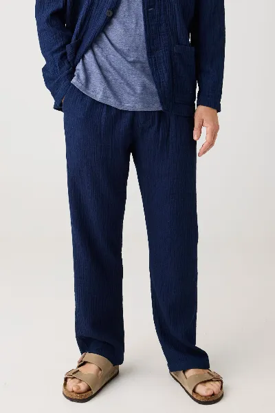 KnowledgeCotton Apparel KnowledgeCotton Apparel Herren vegan Hose Dobby Fig Loose Indigo