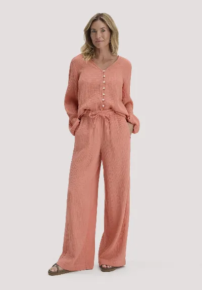 hessnatur hessnatur Damen Musselin Hose Wide Leg aus Bio-Baumwolle - orange