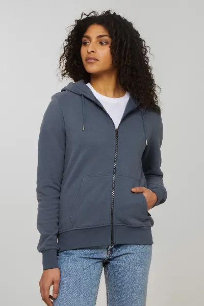 recolution Recolution Damen vegan Sweatjacke Dahlia Taubenblau