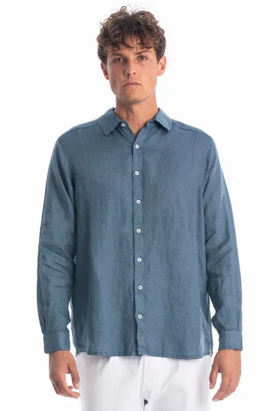 RAVENS VIEW IBIZA RAVENS VIEW IBIZA Herren vegan Hemd Alain Jeans Blau