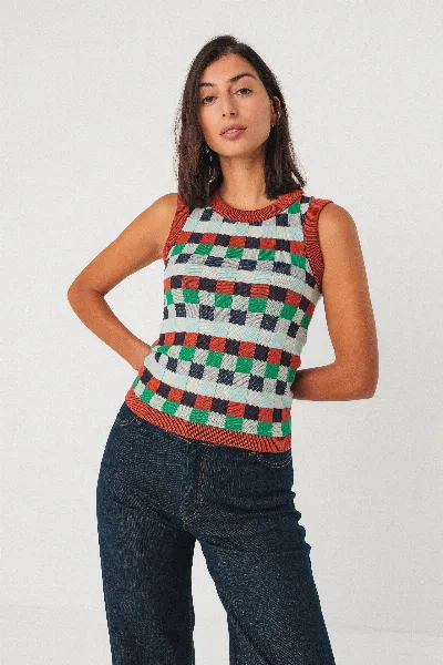 SKFK SKFK Damen vegan Strick-Top Naiara Mehrfarbig Braun/Grün