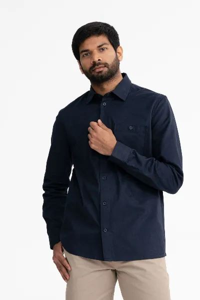 MELA MELA Herren vegan Twill Hemd Ashutosh Marineblau