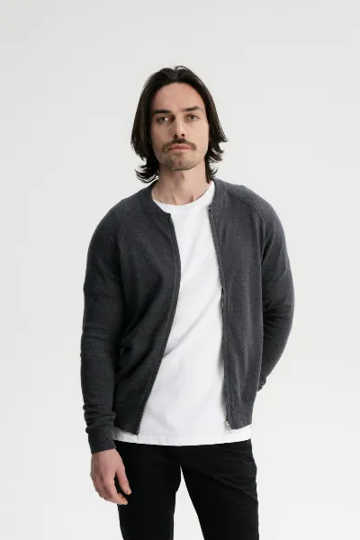 MELA MELA Herren vegan Strickjacke Shamial Anthrazit Melange