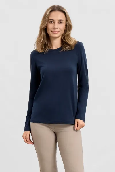 LAURIE LAURIE Damen vegan T-Shirt Amanda Langärmeli Marineblau
