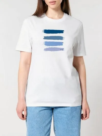 Human Family Human Family Bio Unisex Rundhals T-Shirt Blue Acryl Stripes