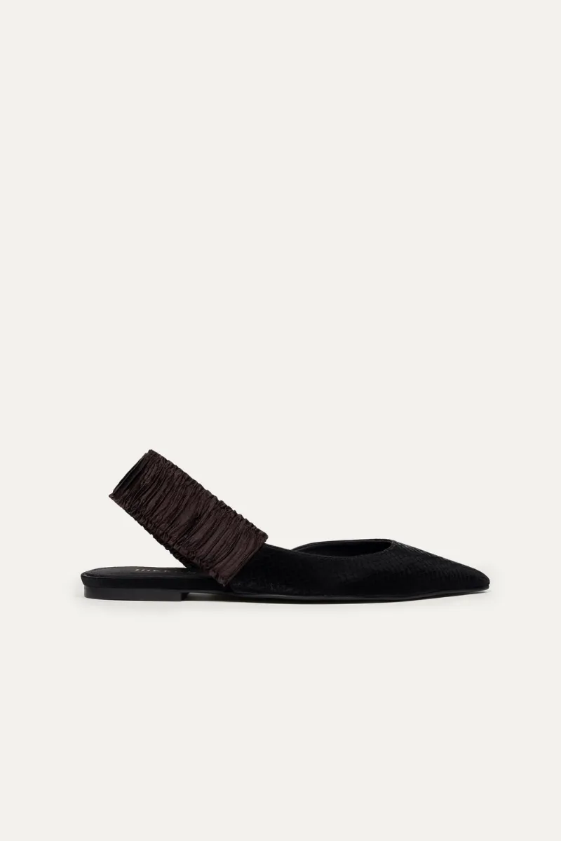 BIKKOU BIKKOU Damen vegan Flats Sonntagsbrunch Schwarzer Python