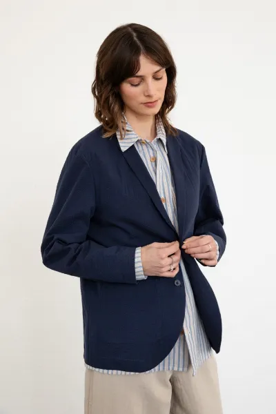 Rotholz Rotholz Damen vegan Blazer Casual Marineblau