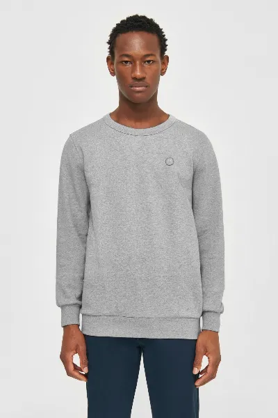 KnowledgeCotton Apparel KnowledgeCotton Apparel Herren vegan Sweatshirt Basic Abzeichen Grau Melange