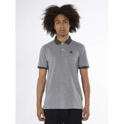 KnowledgeCotton Apparel KnowledgeCotton Apparel Melange T-Shirt - Yarn dyed badge polo - aus Bio - Baumwolle