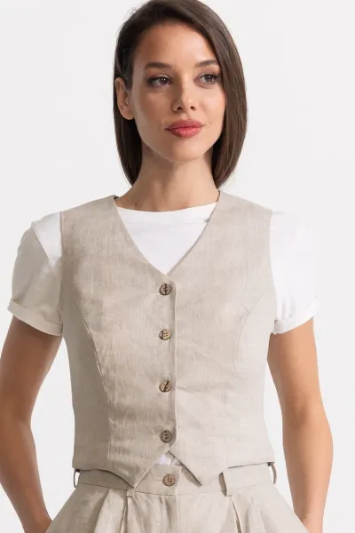 De IONESCU De IONESCU Damen vegan Weste Figa Leinen