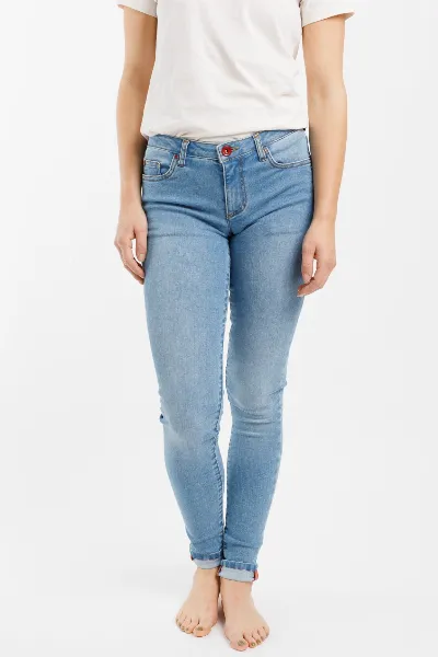 TORLAND TORLAND Damen vegan Skinny Jeans Rosa Hell Indigoblau