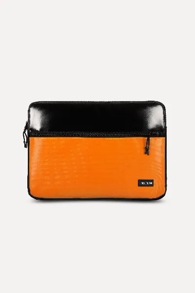 UNBEGUN UNBEGUN Herren vegan Laptoptasche Mit Fronttasche Schwarz/Orange