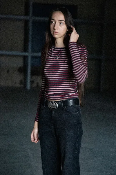 Nudie Jeans Longsleeve Jessy Striped Rot