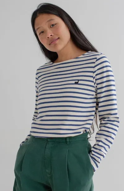 TWOTHIRDS TWOTHIRDS Damen vegan LangÃ¤rmelige Martinica Streifen WeiÃŸ/Blau