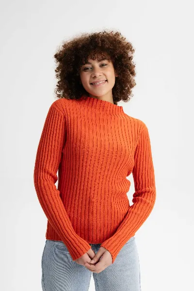 MELA MELA Damen vegan Strickpullover Namari Orange Brick