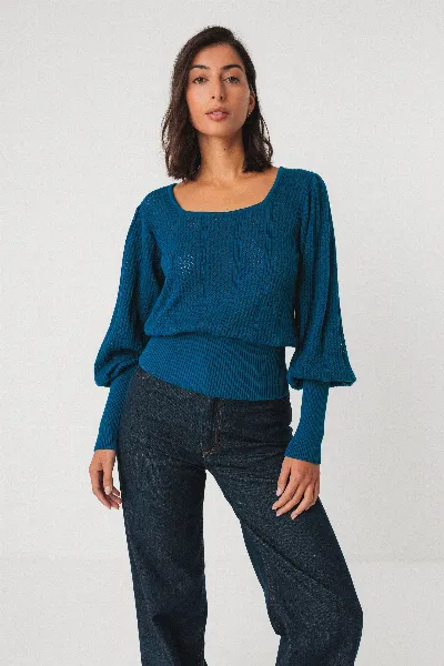 SKFK SKFK Damen vegan Strick-T-Shirt Dudea Blau