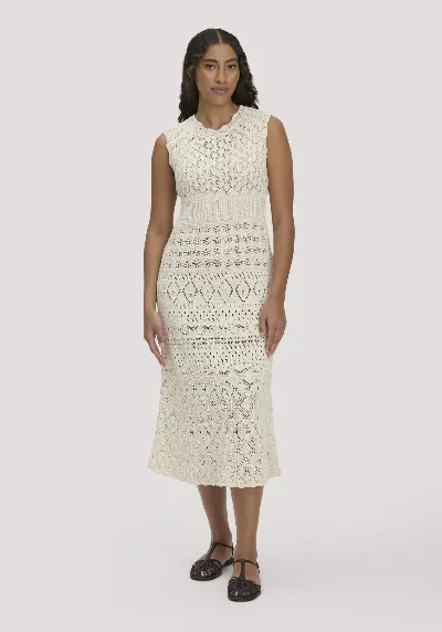 hessnatur hessnatur Damen Strick Kleid Midi aus Bio-Baumwolle - beige