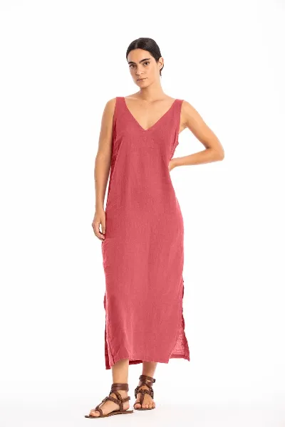 RAVENS VIEW IBIZA RAVENS VIEW IBIZA Damen vegan Kleid Noa Lehm Rot