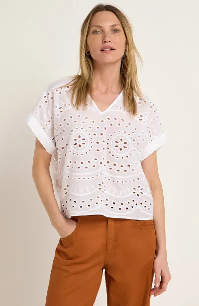 LANIUS Lanius Damen vegan Bluse Broderie