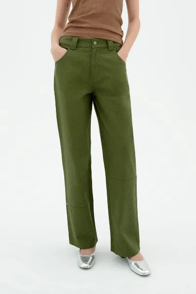 thinking mu Thinking MU Damen vegan Hose Gerade Oliv