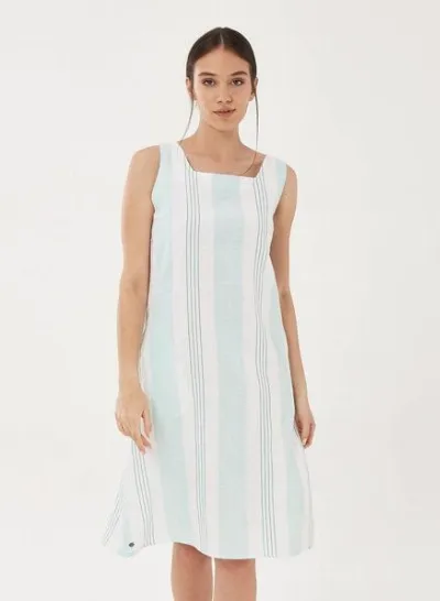 ORGANICATION ORGANICATION Kleid aus Leinen-Mix mit Längsstreifen
