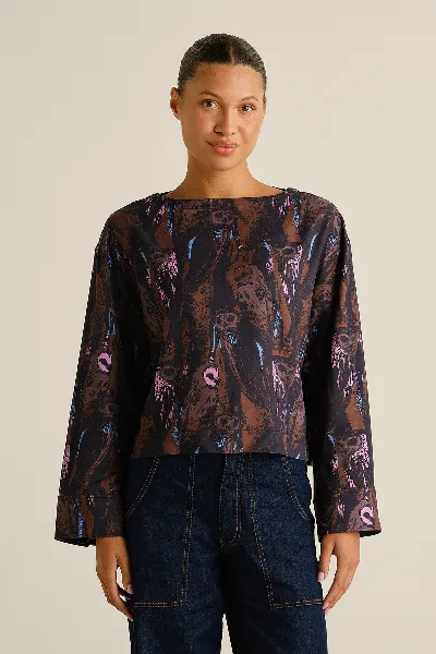 dedicated Bluse Udda Owls Braun