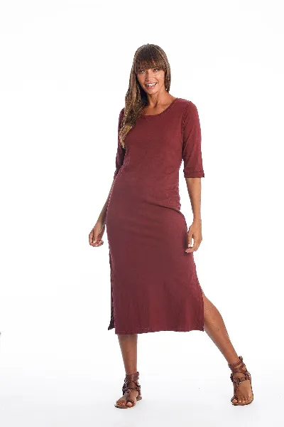 RAVENS VIEW IBIZA RAVENS VIEW IBIZA Damen vegan Kleid Maxi Mia Dunkel Granat
