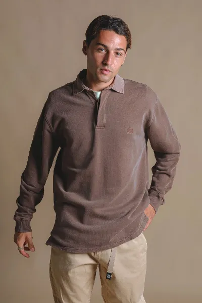 Trendsplant Trendsplant Herren vegan Polopullover Carvalho Pigment Kastanien
