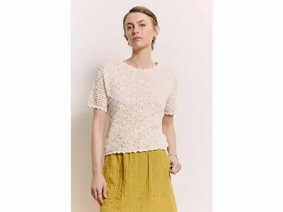 tranquillo tranquillo Bio-Damen-Strick-T-Shirt Emmaa mit Rundhalsausschnitt, white,