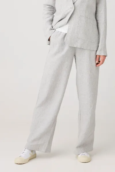 KnowledgeCotton Apparel KnowledgeCotton Apparel Damen vegan Hose Posey Wide Leinen Ultimate Grau