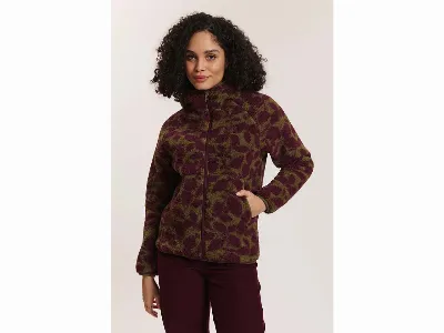 tranquillo tranquillo Damen-Teddy-Fleecejacke Alinaa mit Kapuze, burgundy botanics,