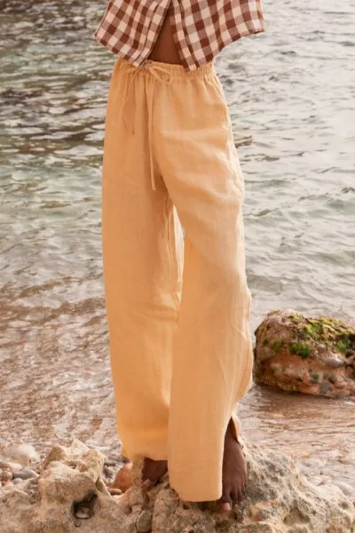 AmourLinen AmourLinen Damen vegan Hose Leah Senf
