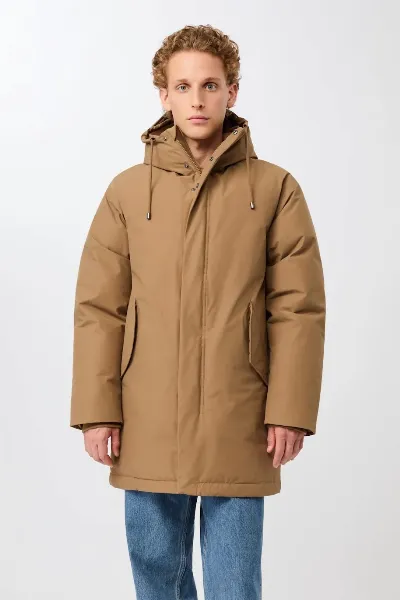 LangerChen LangerChen Herren vegan Parka Mit Kapuze, Farbe: Eiche