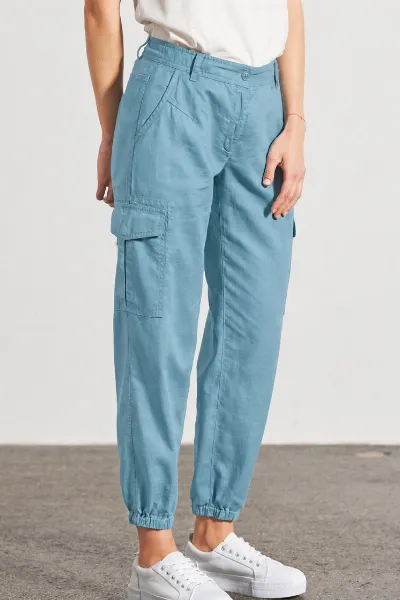 HempAge Hempage Damen vegan Cargo Hose Sportlich Wave